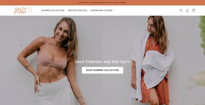 Home page of the SALTY STORY online store