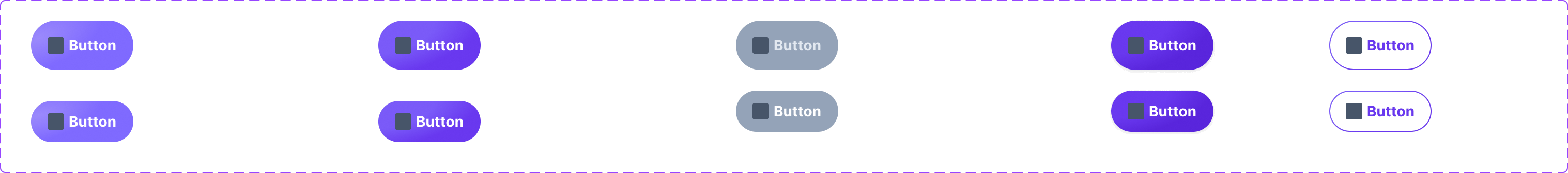 Button component with all its variants: default, hover, disabled, pressed and outline, each for desktop and mobile