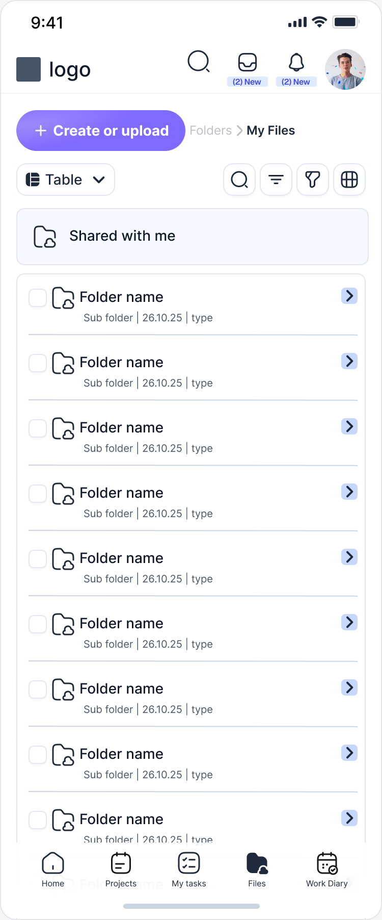 Mobile files list