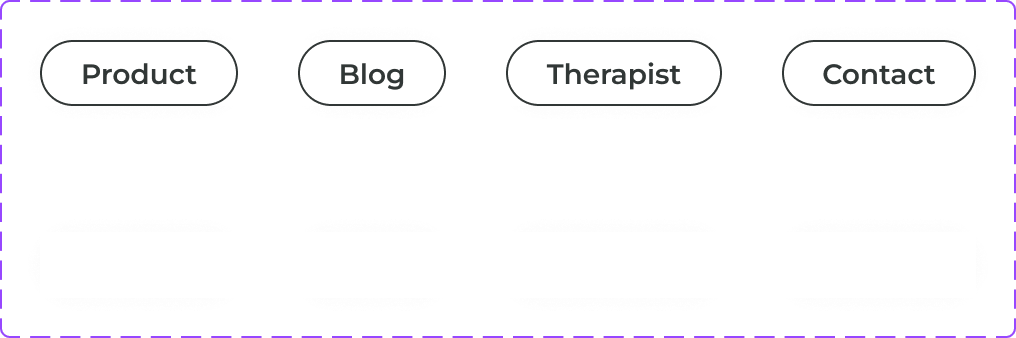 Menu items: Product, Blog, Therapist and Contact, in two styles