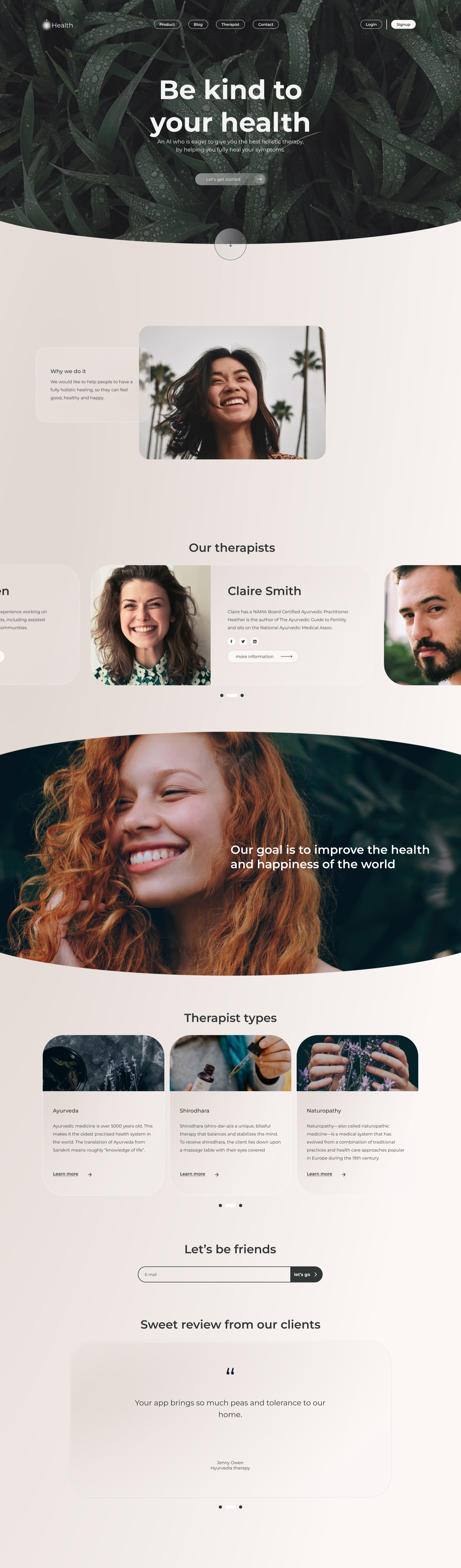 Homepage, final design