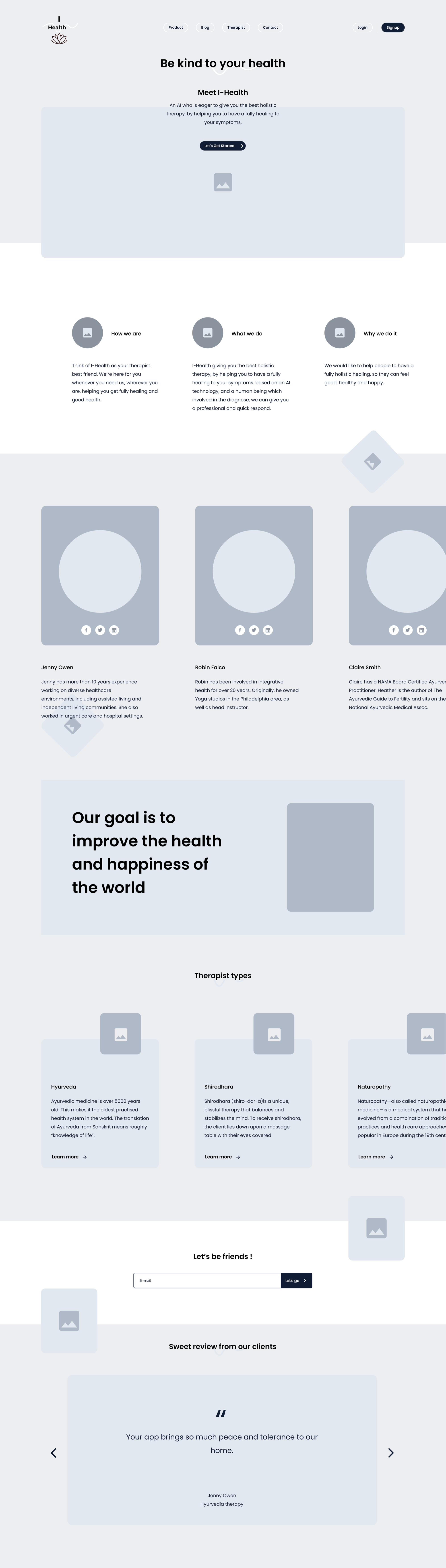 Homepage wireframe