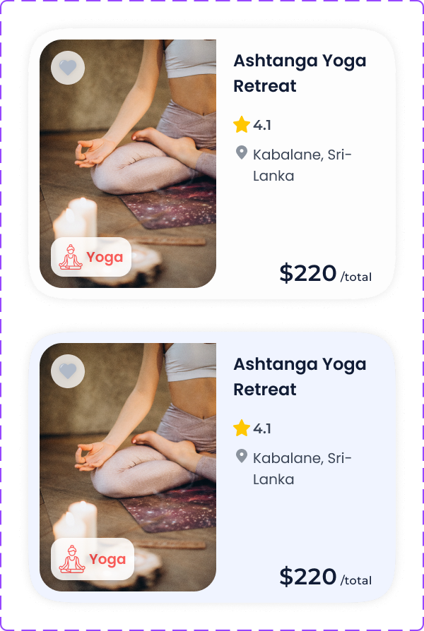 Ashtanga yoga retreat card in two states