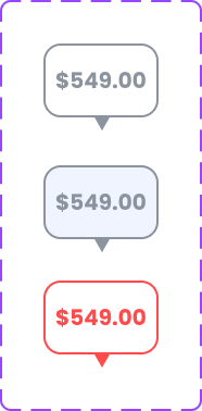 Map price label in three states
